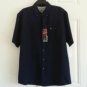 NWT GH Bass & Co Navy Blue Short Sleeve Shirt